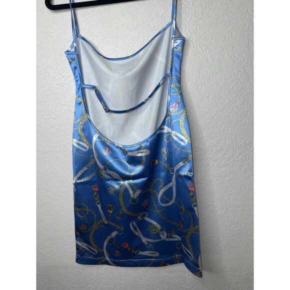 NWT SER.O.YA LILLIAN DRESS L Stretchy Satin Mini Dress New Anchors Nautical X - Picture 7 of 10
